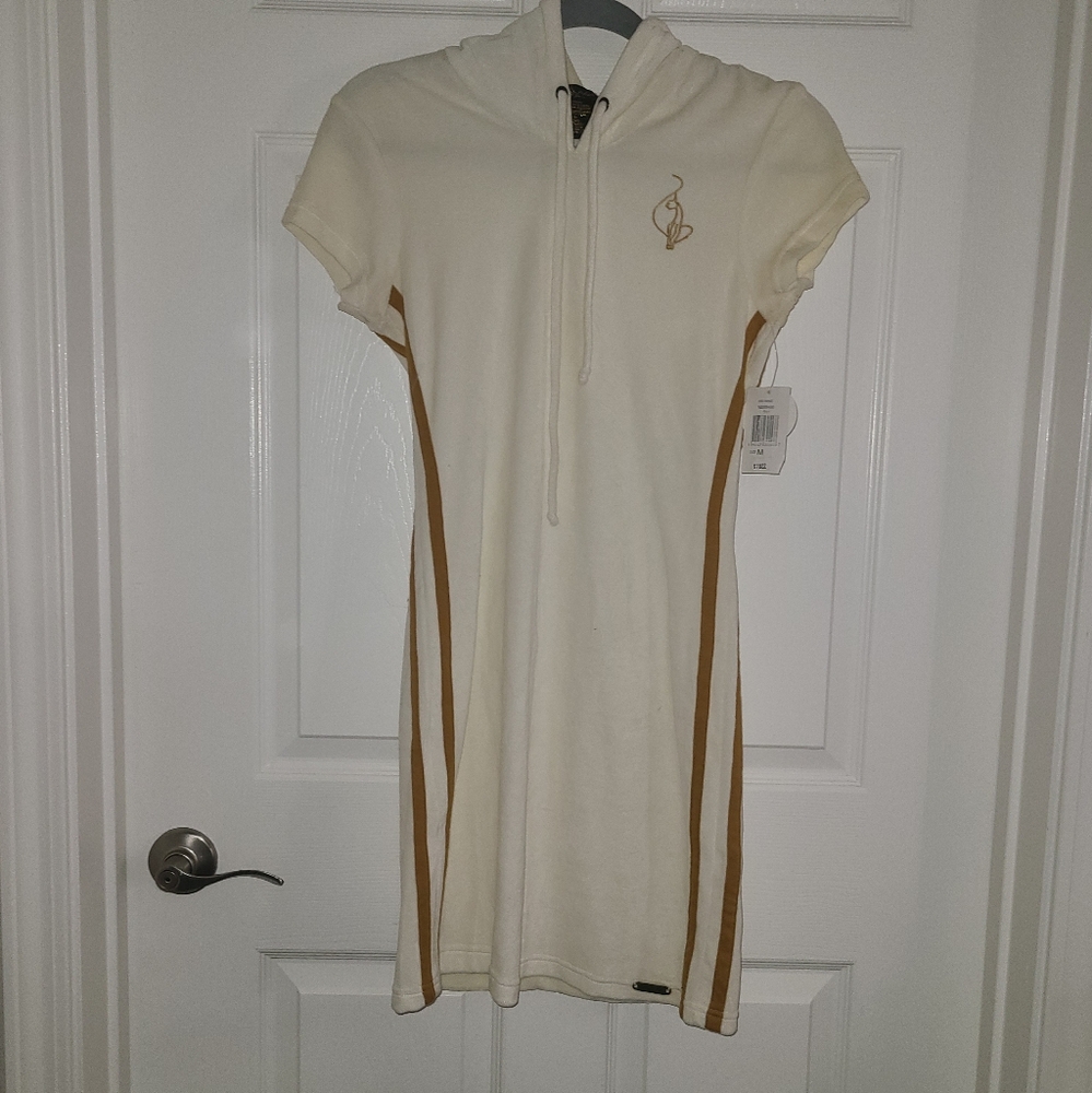 Cream and Tan Hooded Baby Phat Dress